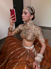 Bhuri Pure Mul Chandri Lehenga Set