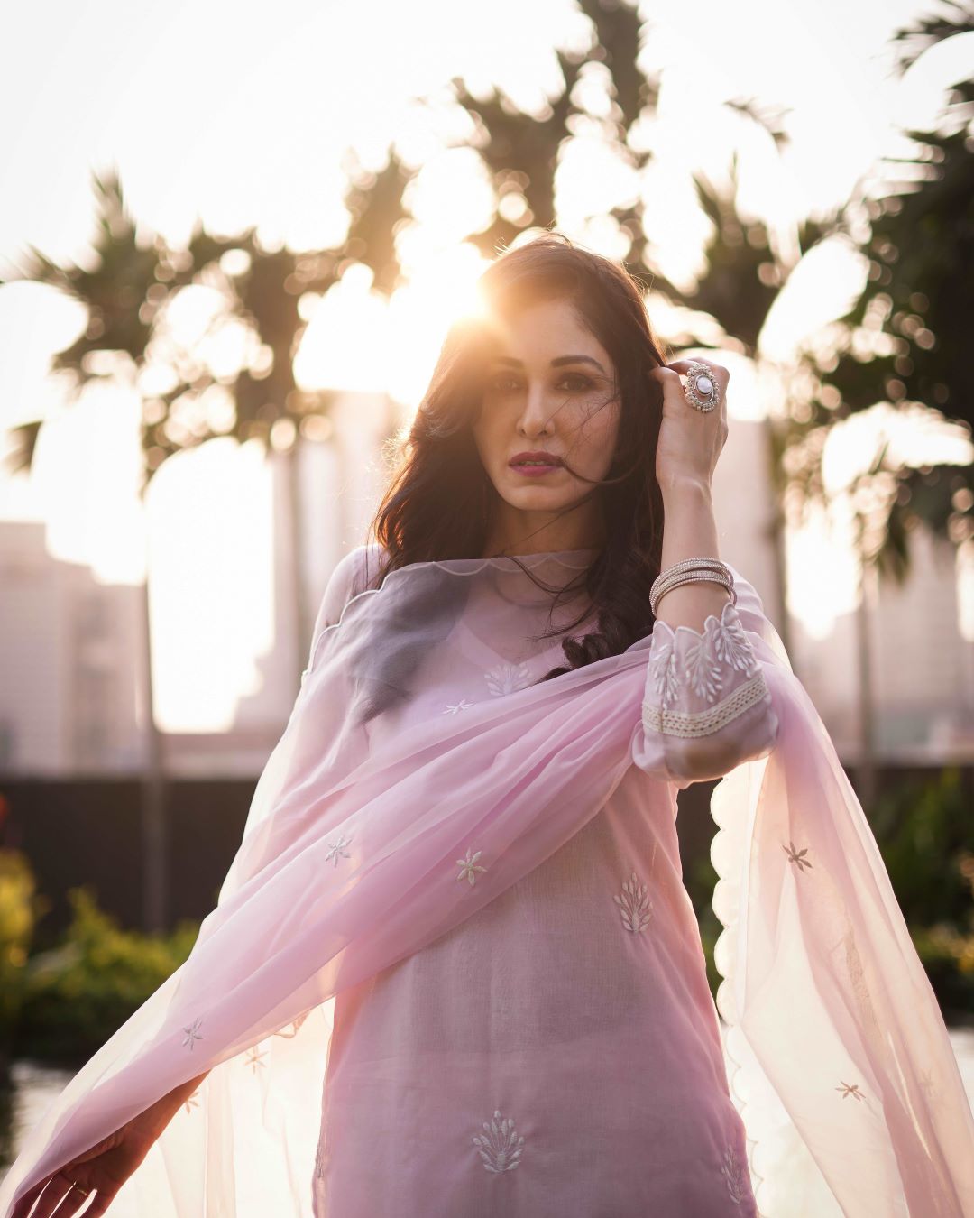 Jiya Blush Pink Organza Suit Set