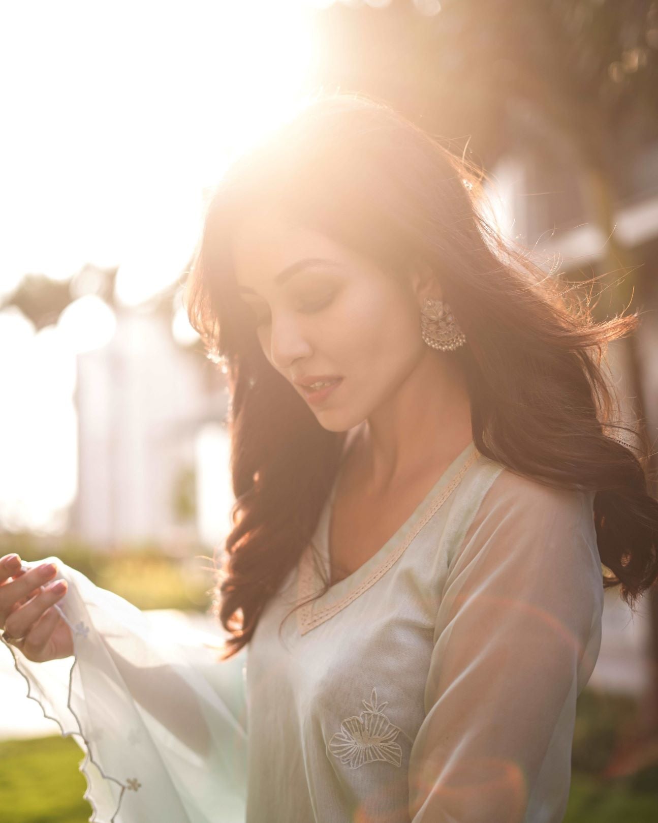 Piya Green Organza Suit Set