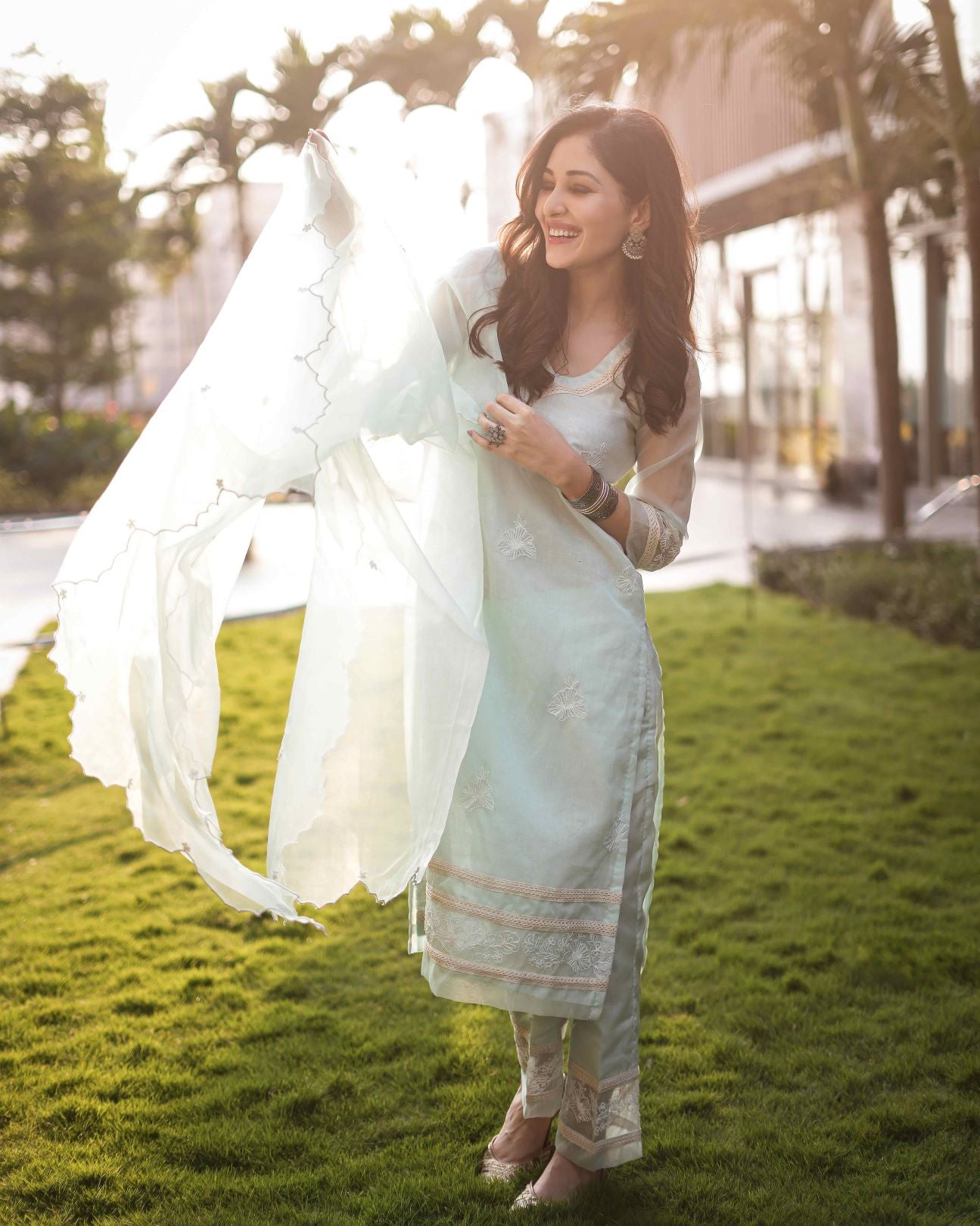 Piya Green Organza Suit Set