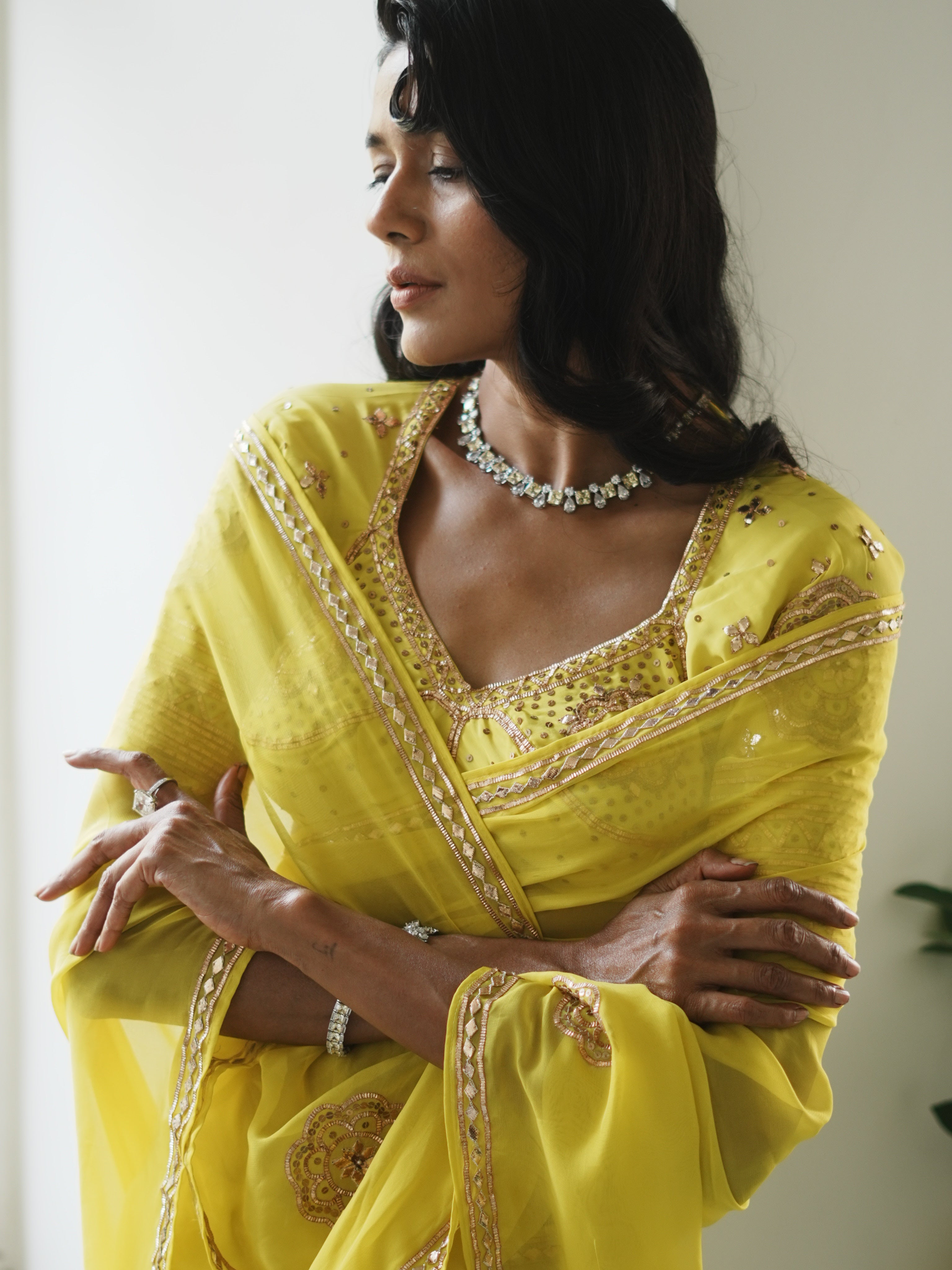 Peeli Pure Gota Saree