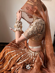 Bhuri Pure Mul Chandri Lehenga Set