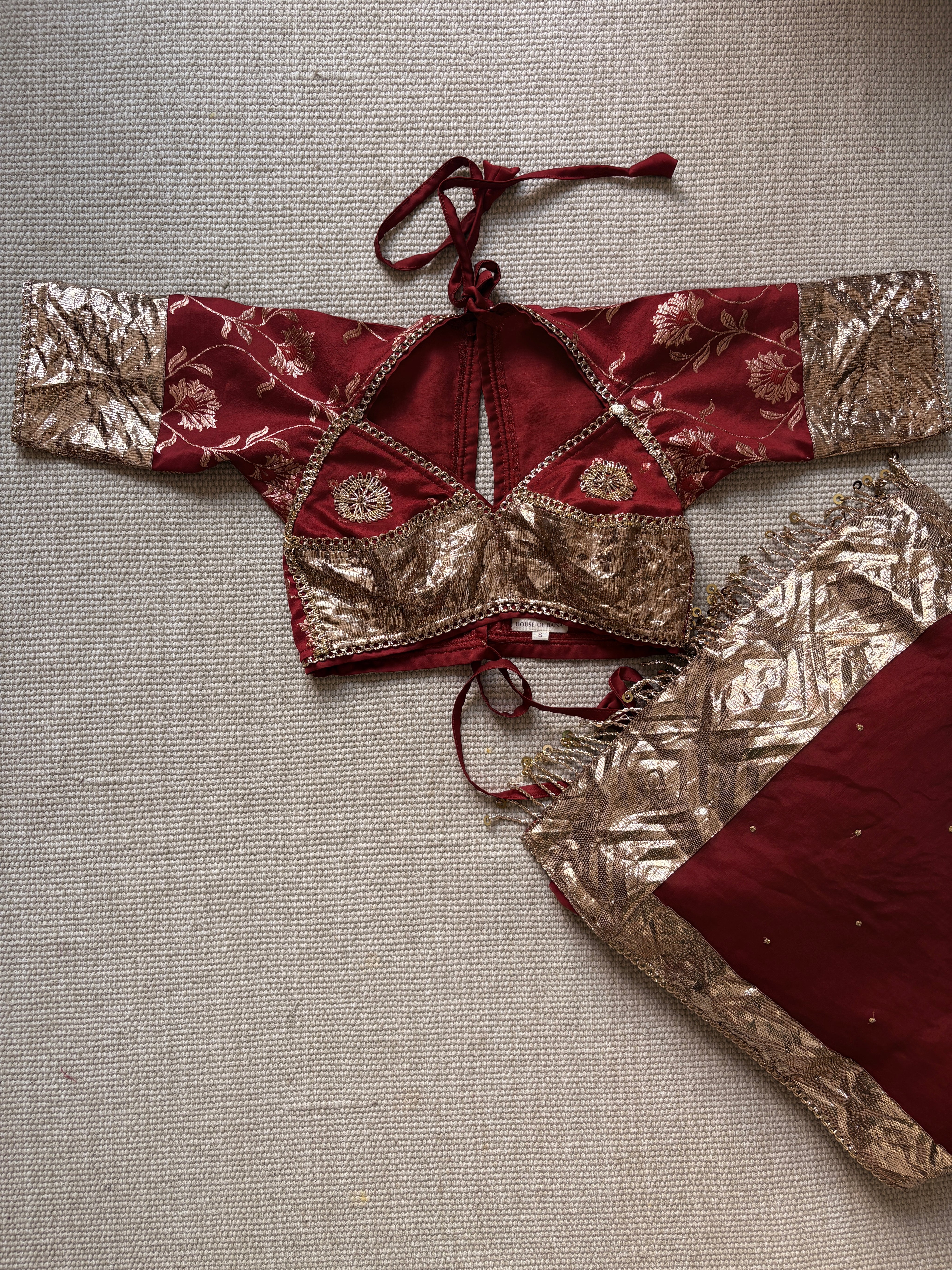 Kasturi Pure Banarsi Silk Red Aangi Saree Set