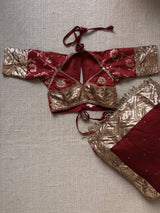 Kasturi Pure Banarsi Silk Red Aangi Saree Set