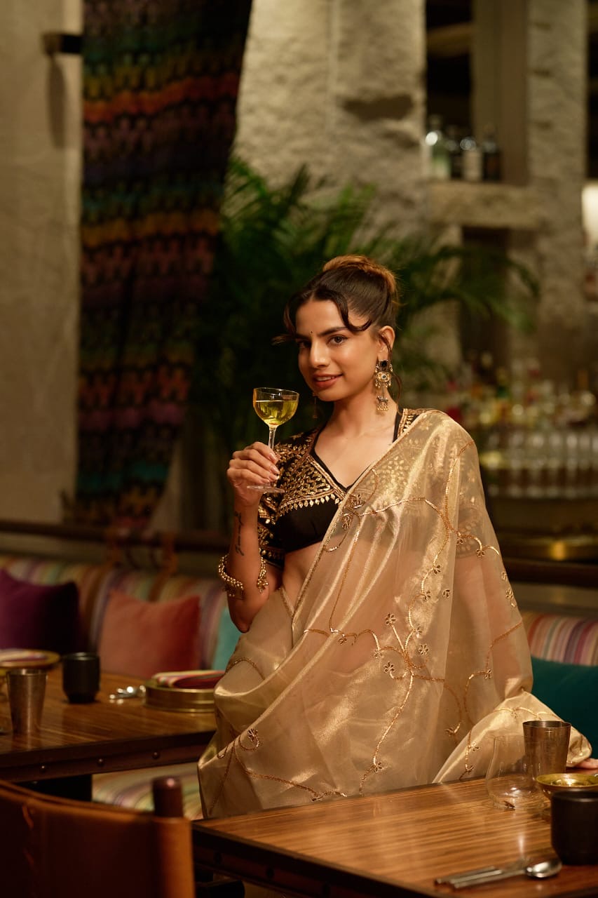 Ratri Golden Pure Tissue Silk Saree