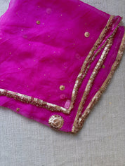 Kadambari Pink Pure Organza Dupatta