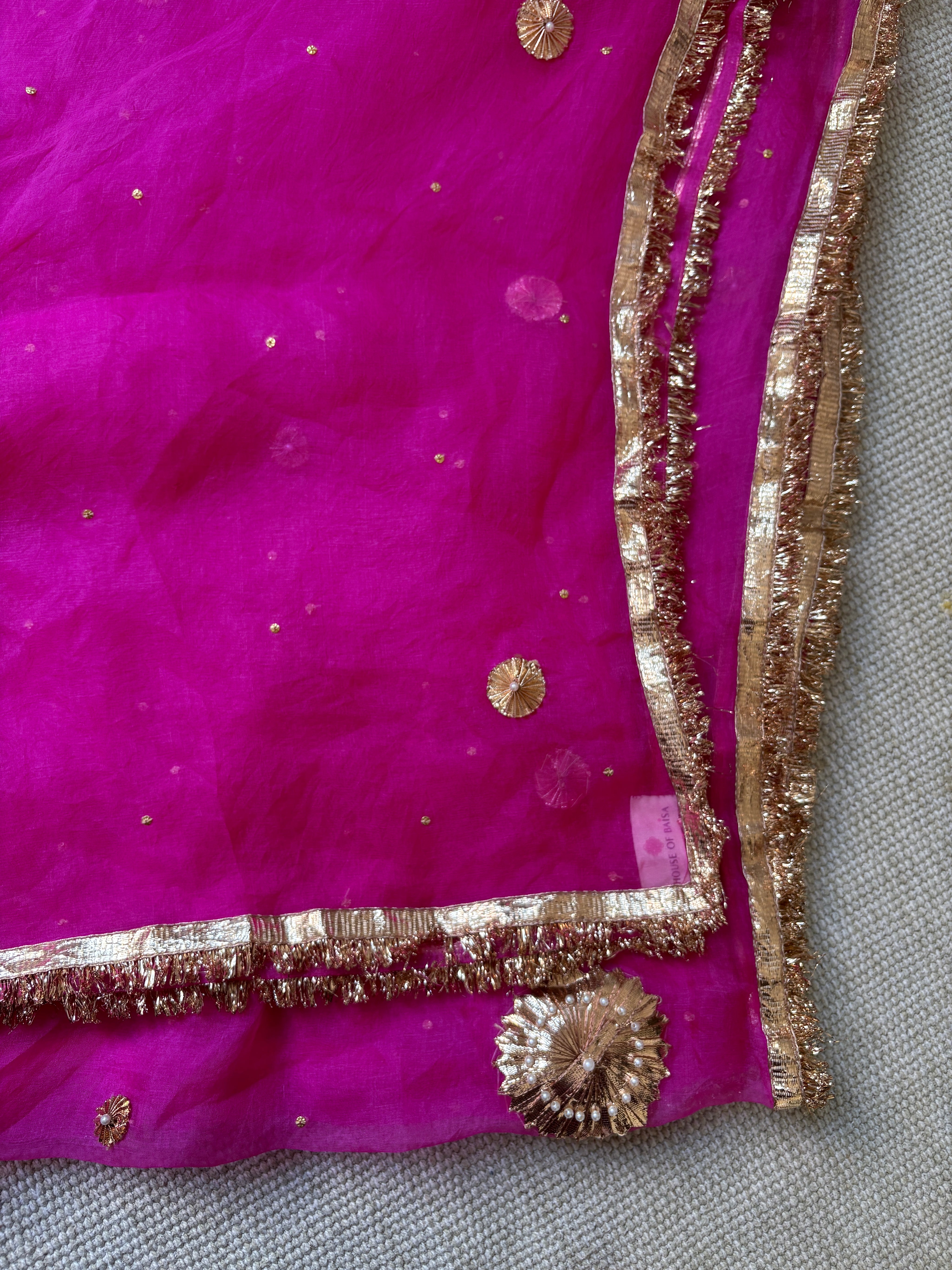 Kadambari Pink Pure Organza Dupatta