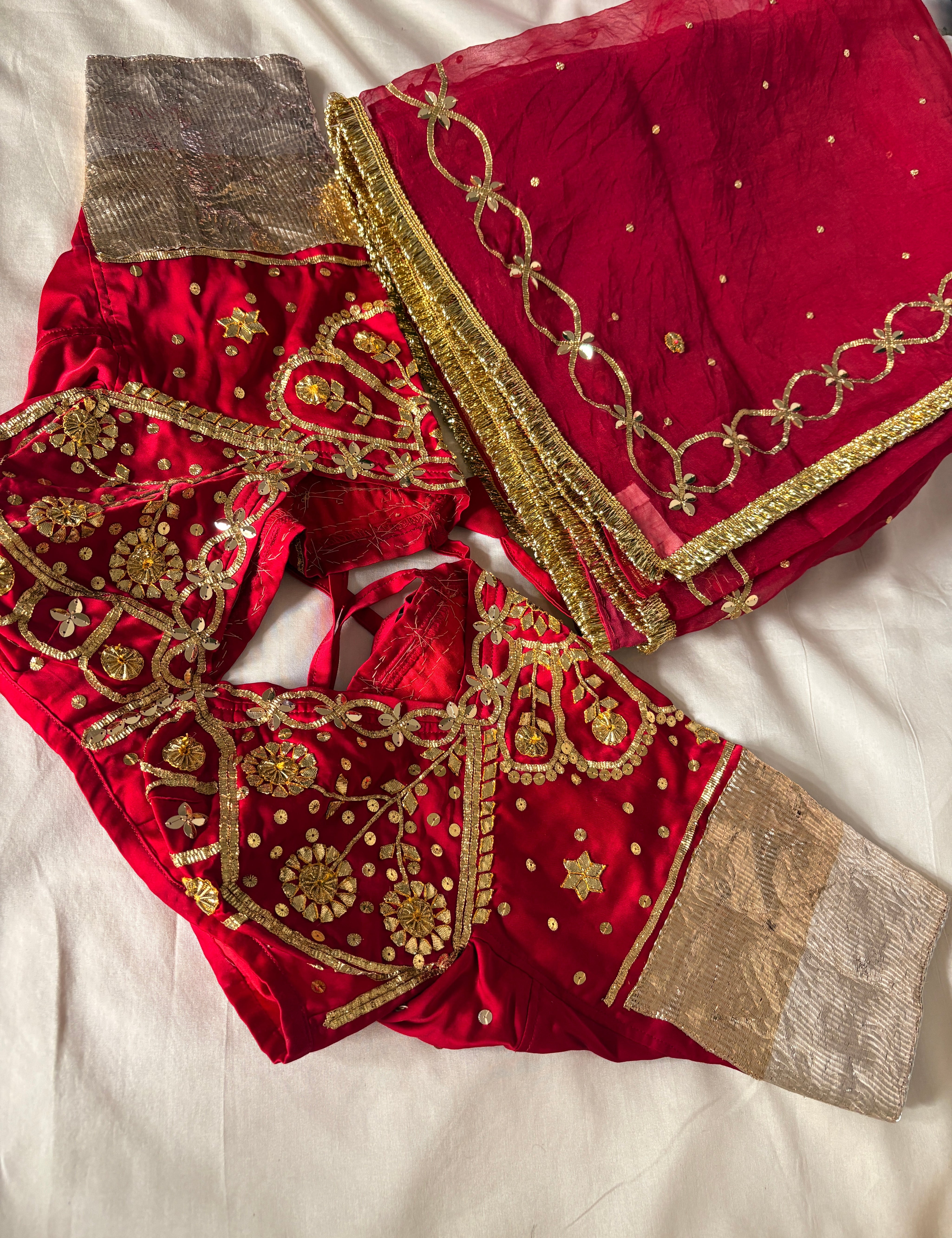 Ahilya Saree Aangi Set in red color by House of Baisa
