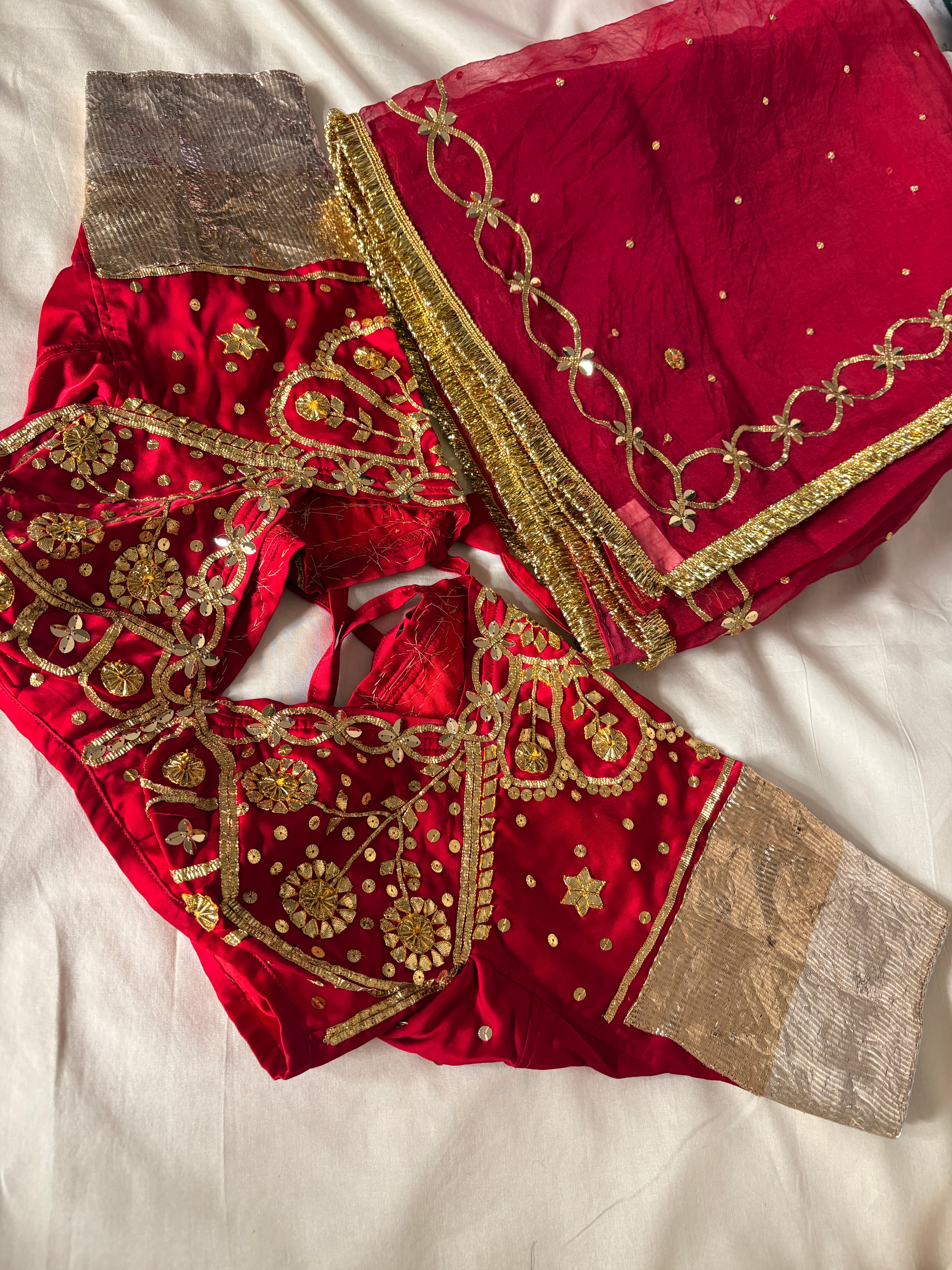 Ahilya Saree Aangi Set in red color by House of Baisa
