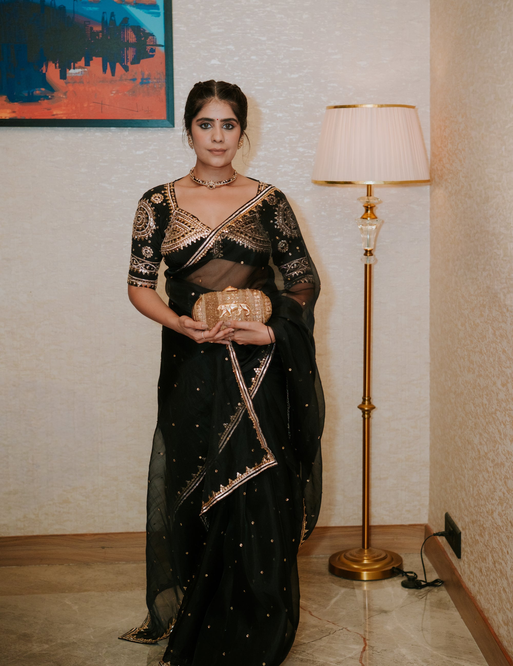 Amrapali Black Aangi showcasing intricate craftsmanship, elegant Tuki accents and refined festive styling by House of Baisa