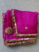 Kadambari Pink Pure Organza Dupatta