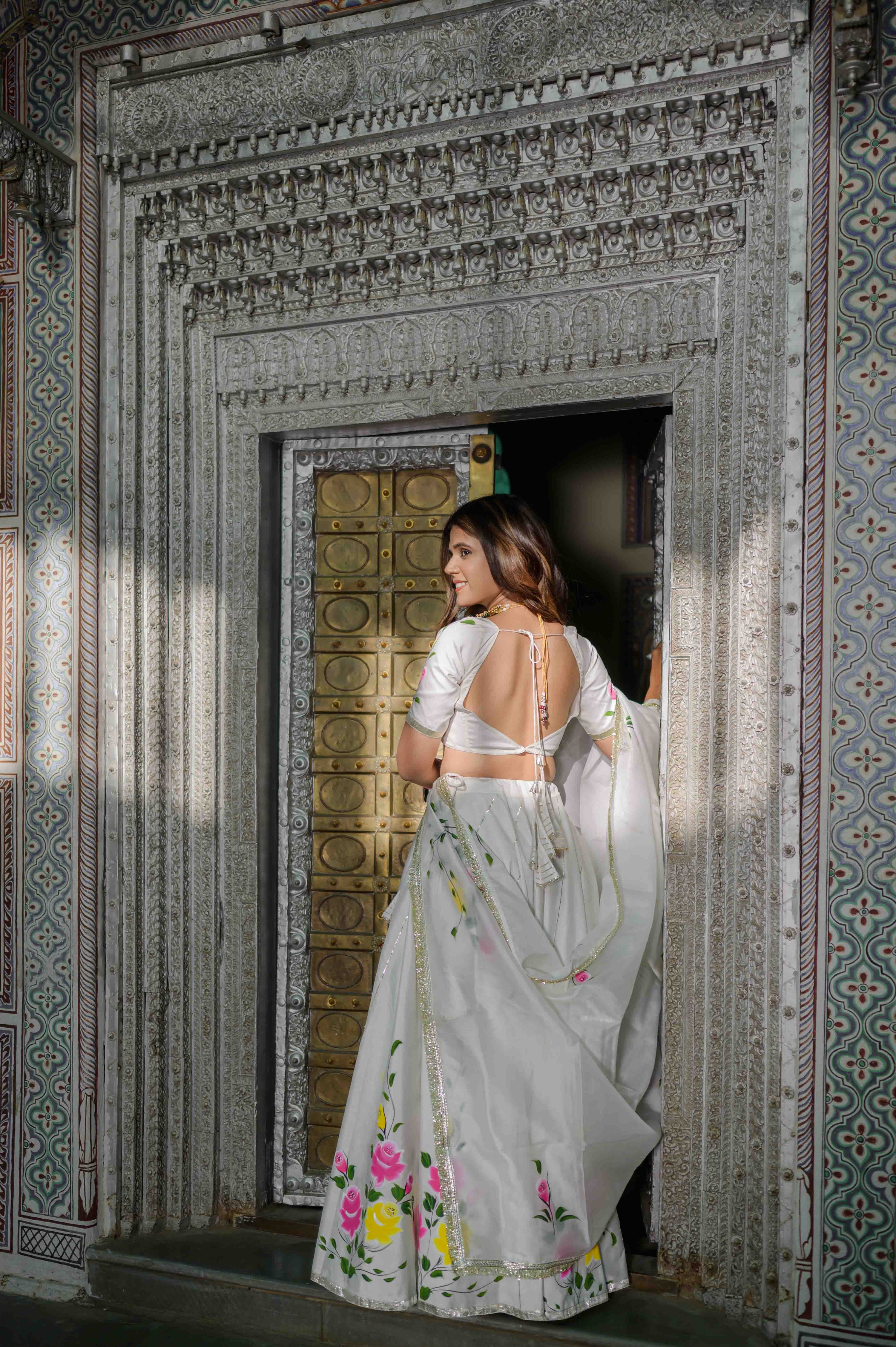 white lehenga skirt