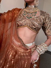 Bhuri Pure Mul Chandri Lehenga Set