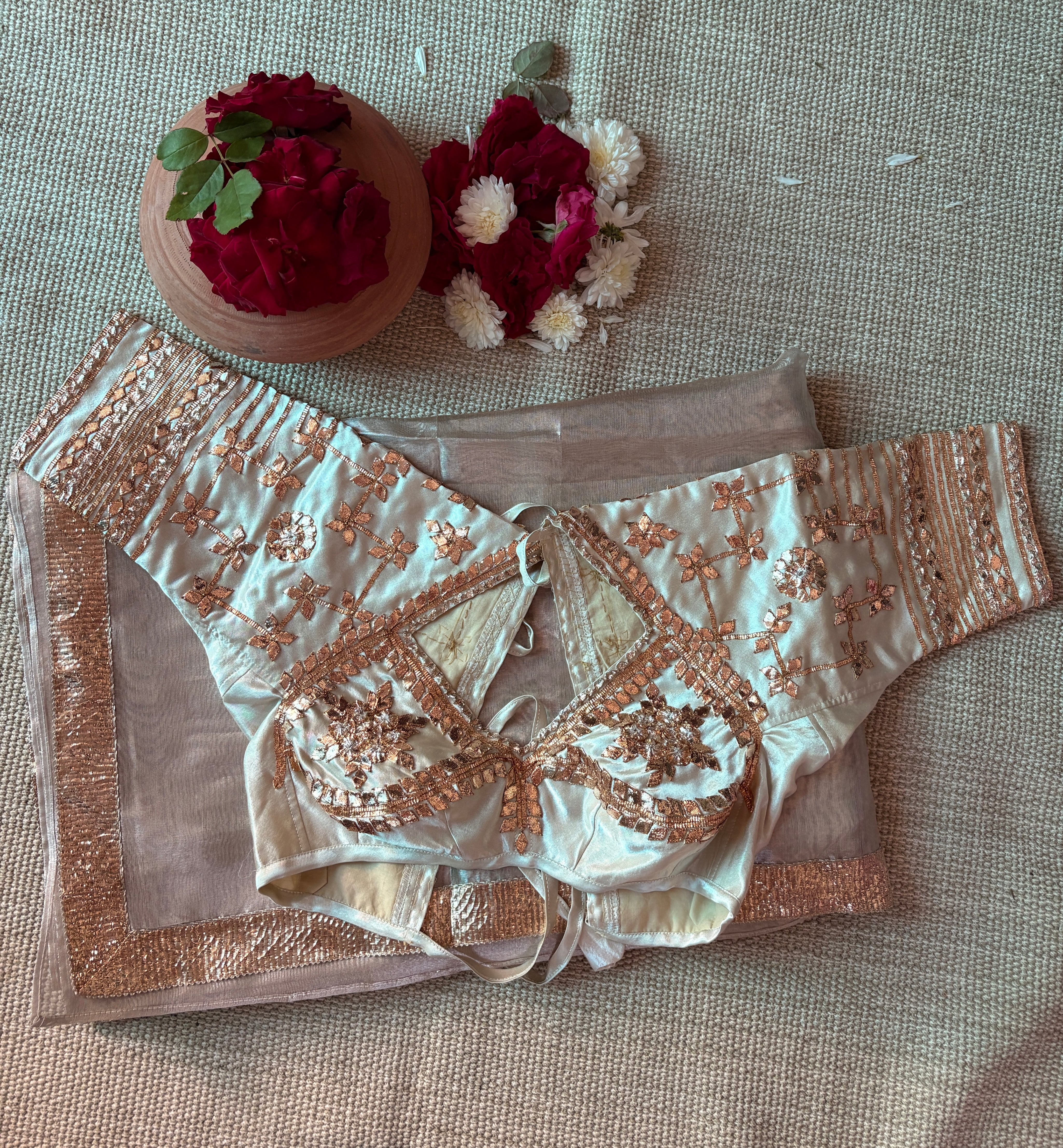 Mouny Satin Pure Gota Aangi Saree set