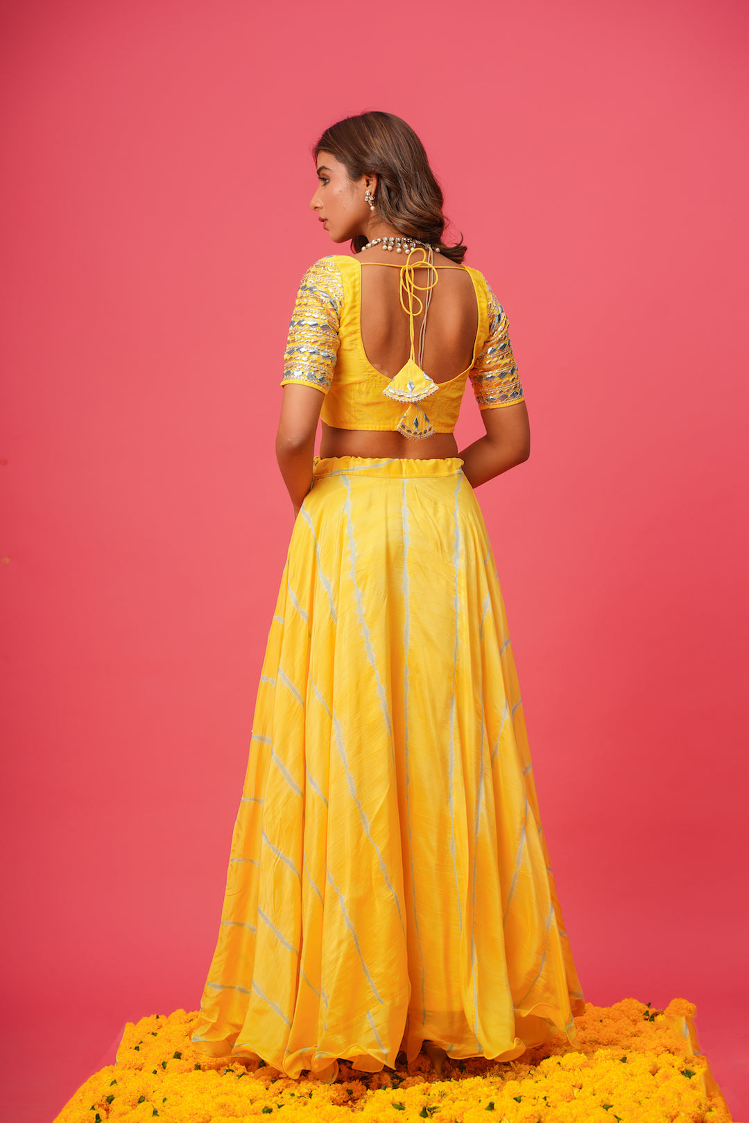 yellow silk lehenga set