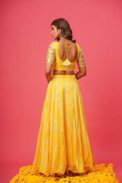 yellow silk lehenga set