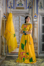 Full yellow lehenga set with blouse