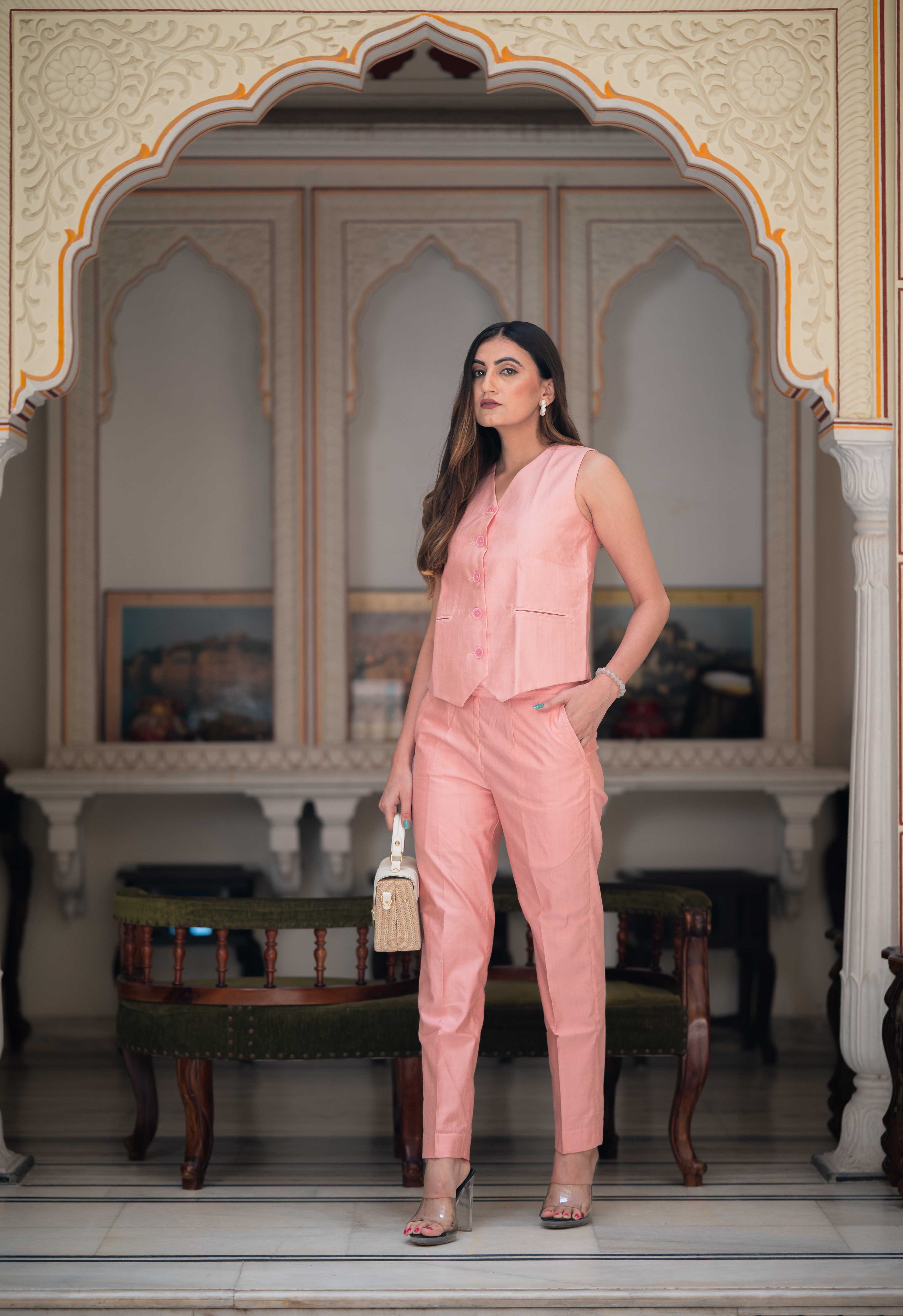 Abby Pink Silk Cotton Co-Ord Set