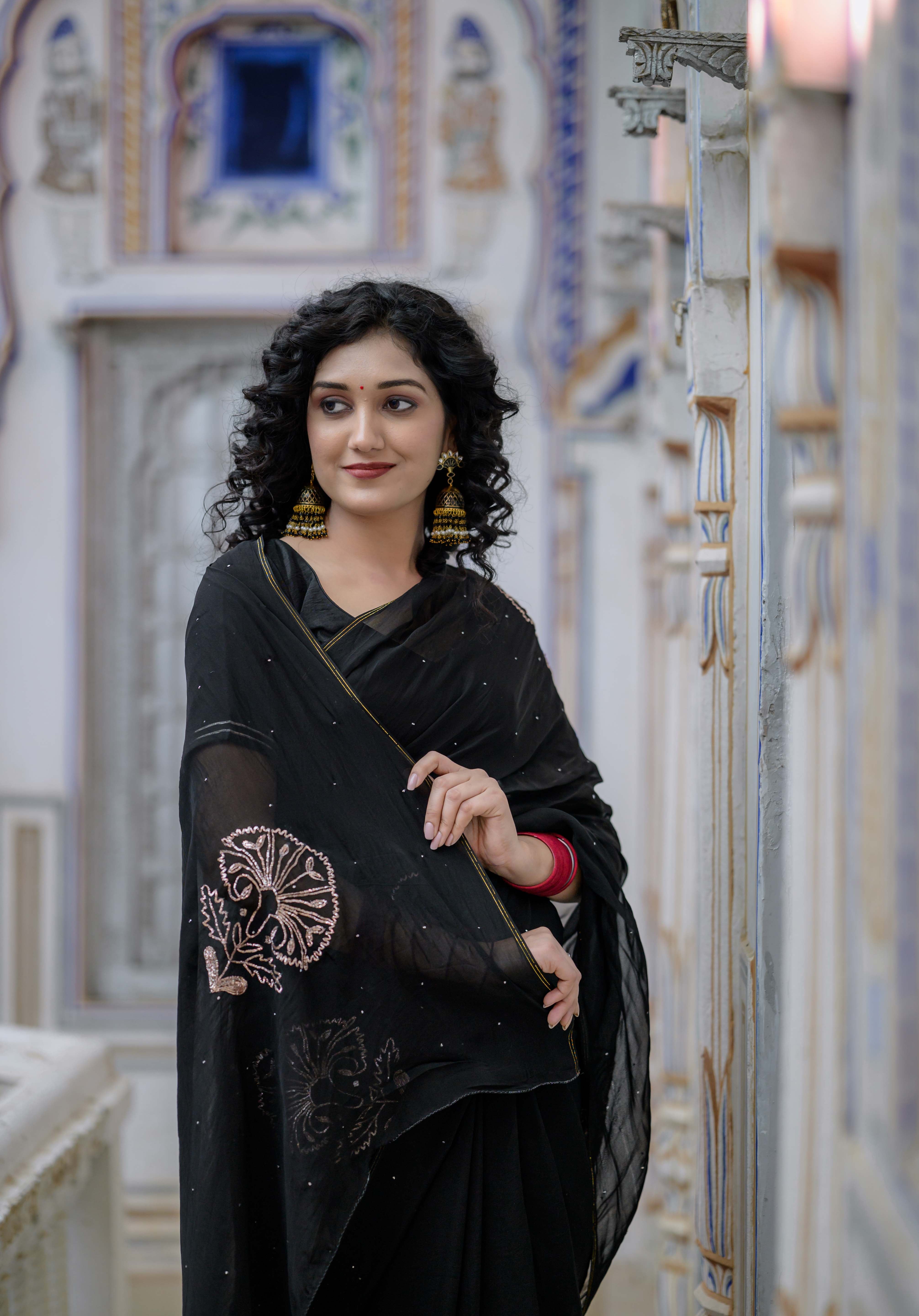 Yuvrani Black Buta Saree