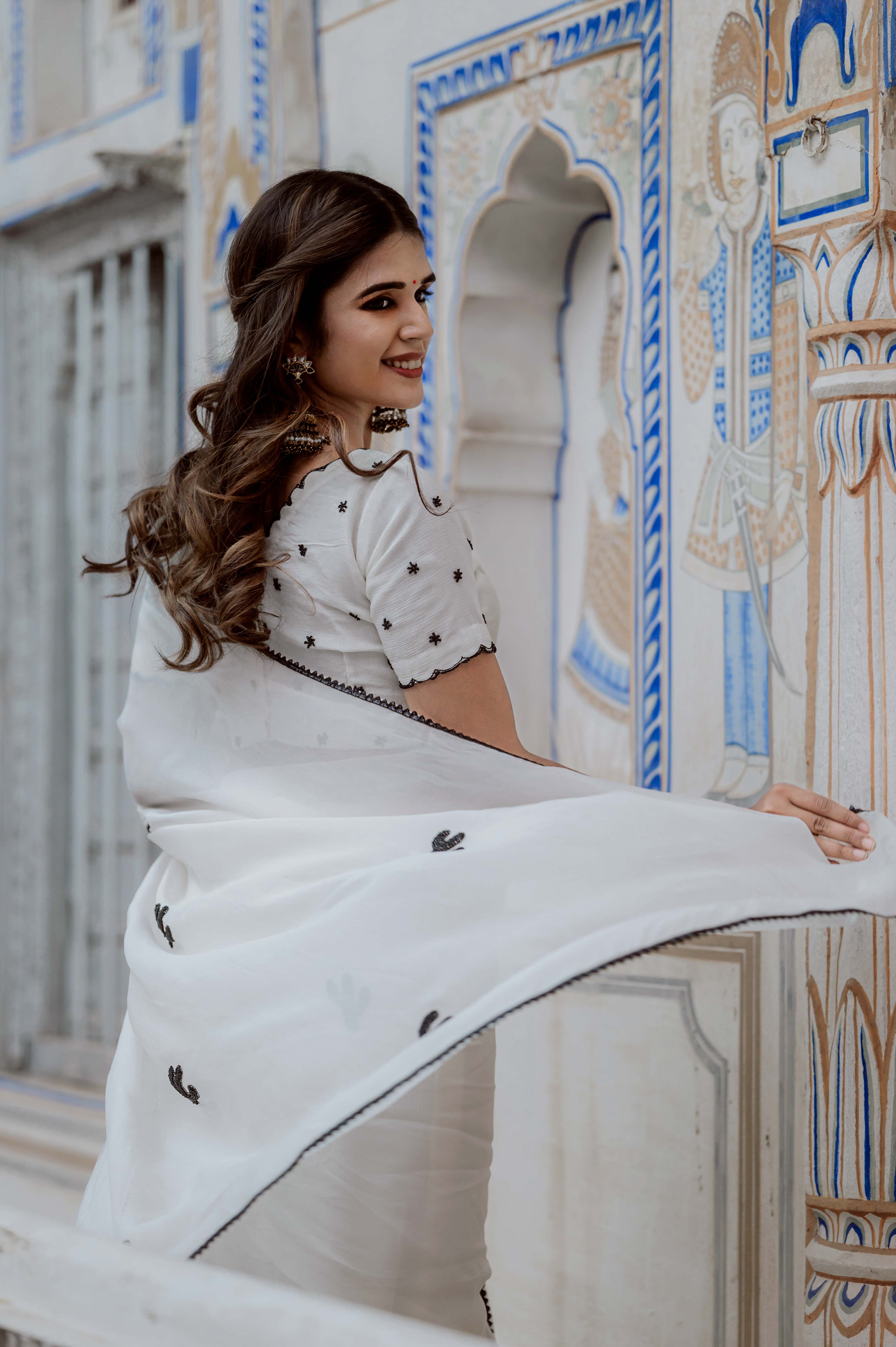 Black Cactus Organza Saree