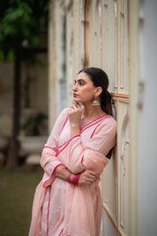 Keizer Pink Laced Mulmul Suit Set