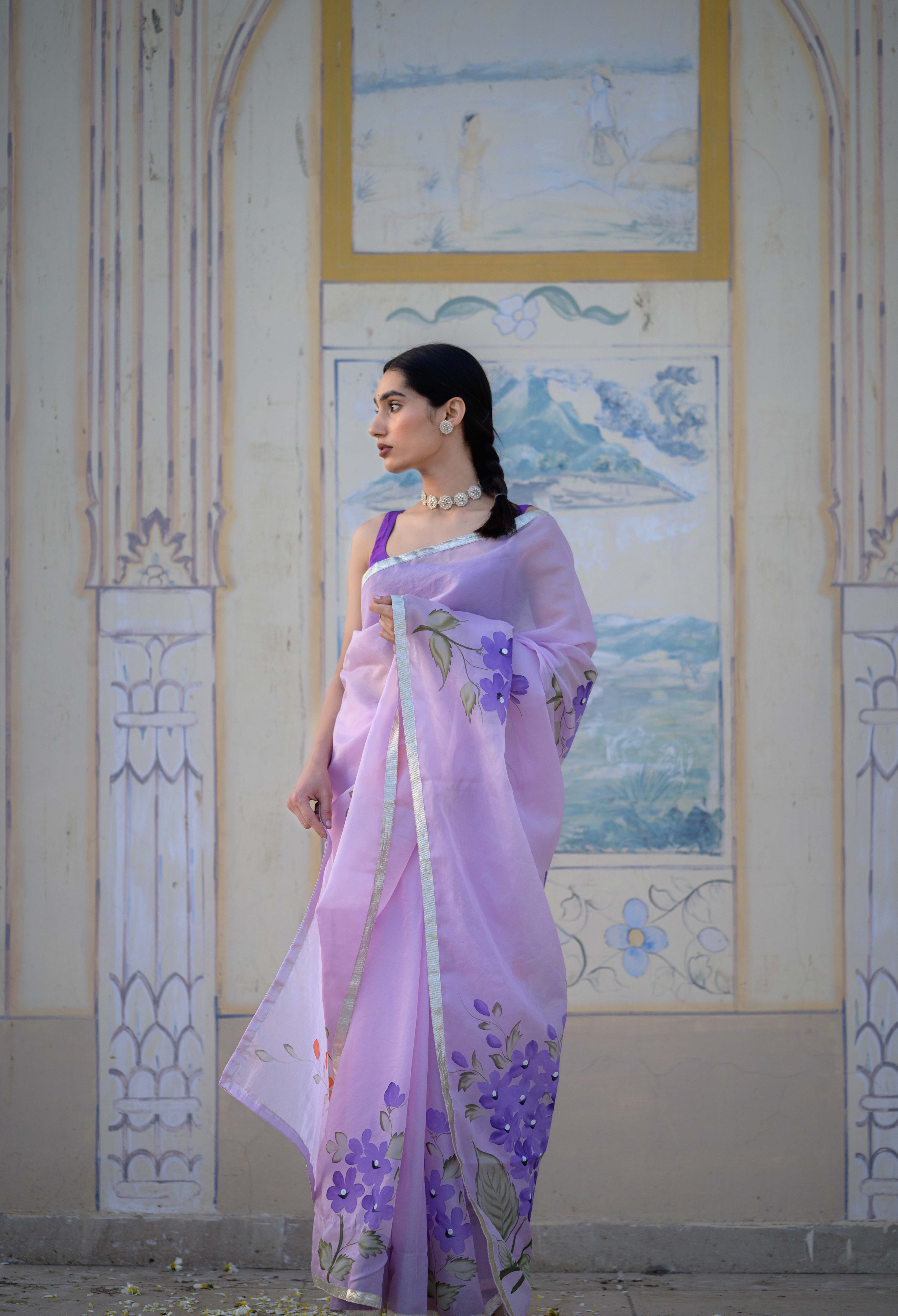 Lilac Lily Organza Saree