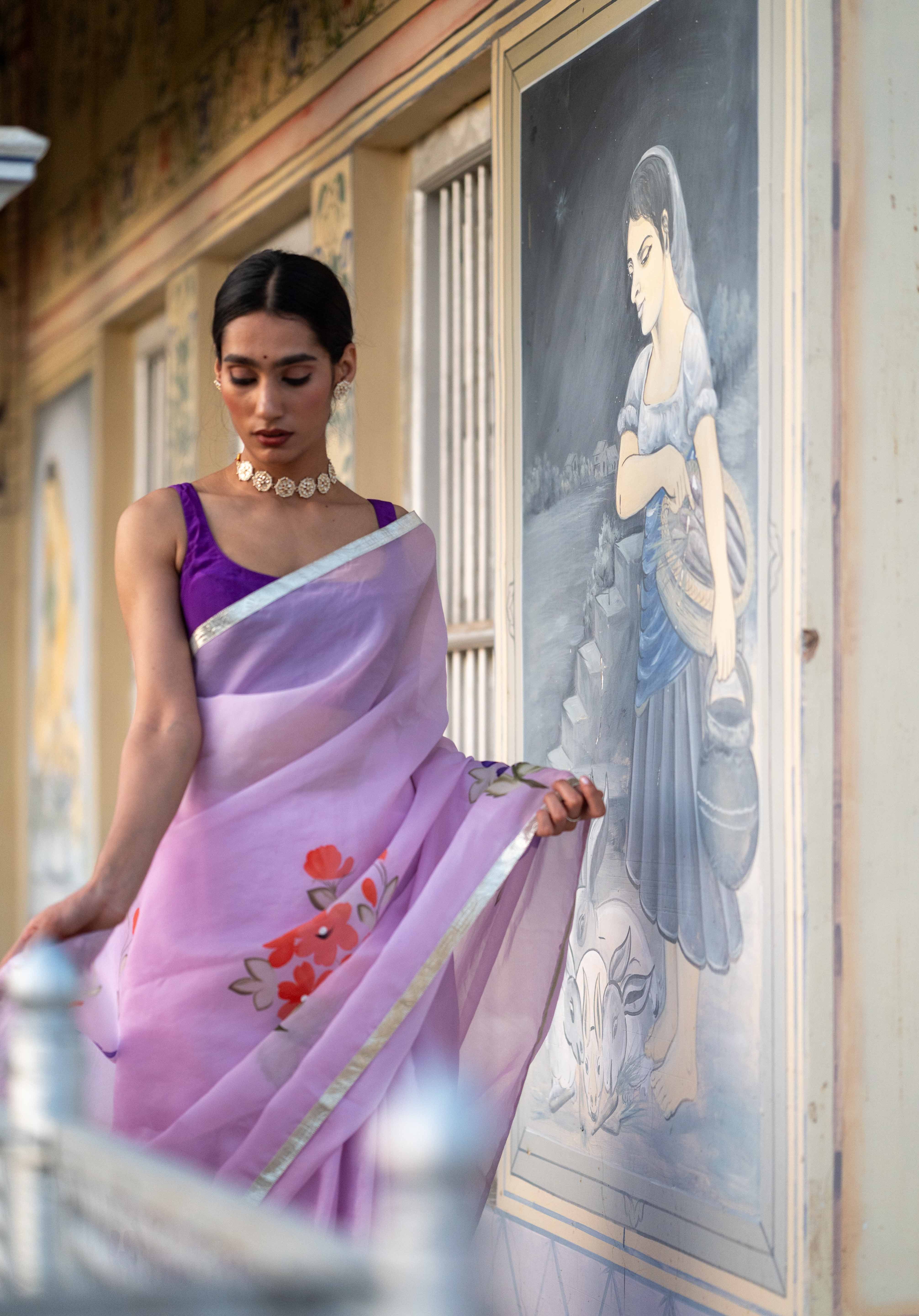 Lilac Lily Organza Saree