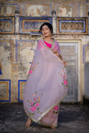 Gulmohar Pink  Organza Saree