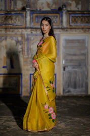 Mahiya Yellow Rose Saree