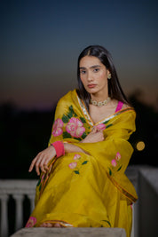 Mahiya Yellow Rose Saree