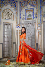 Traditional orange lehenga with gota work – House of Baisa

