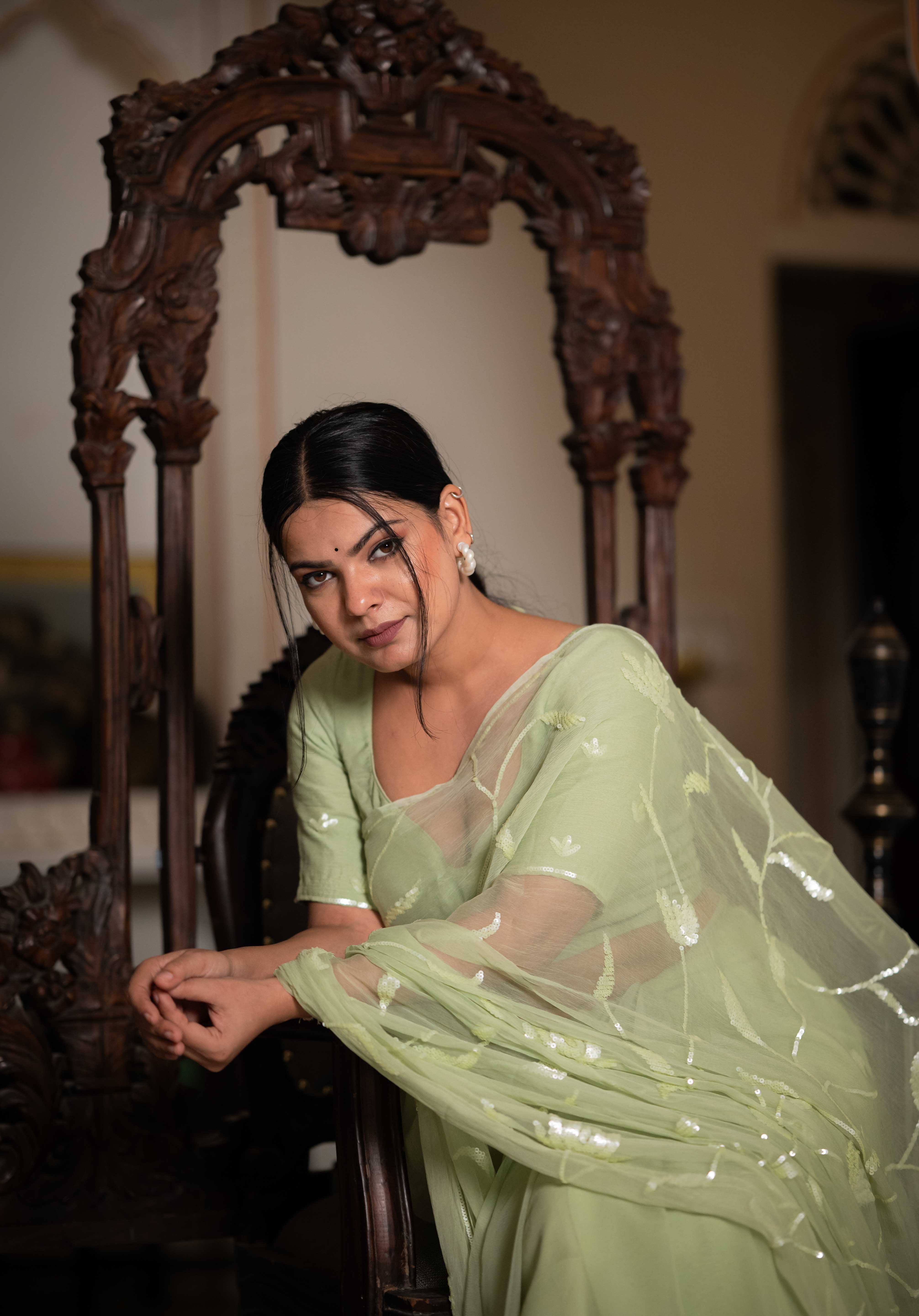 Ragini Mint Green Tari Saree