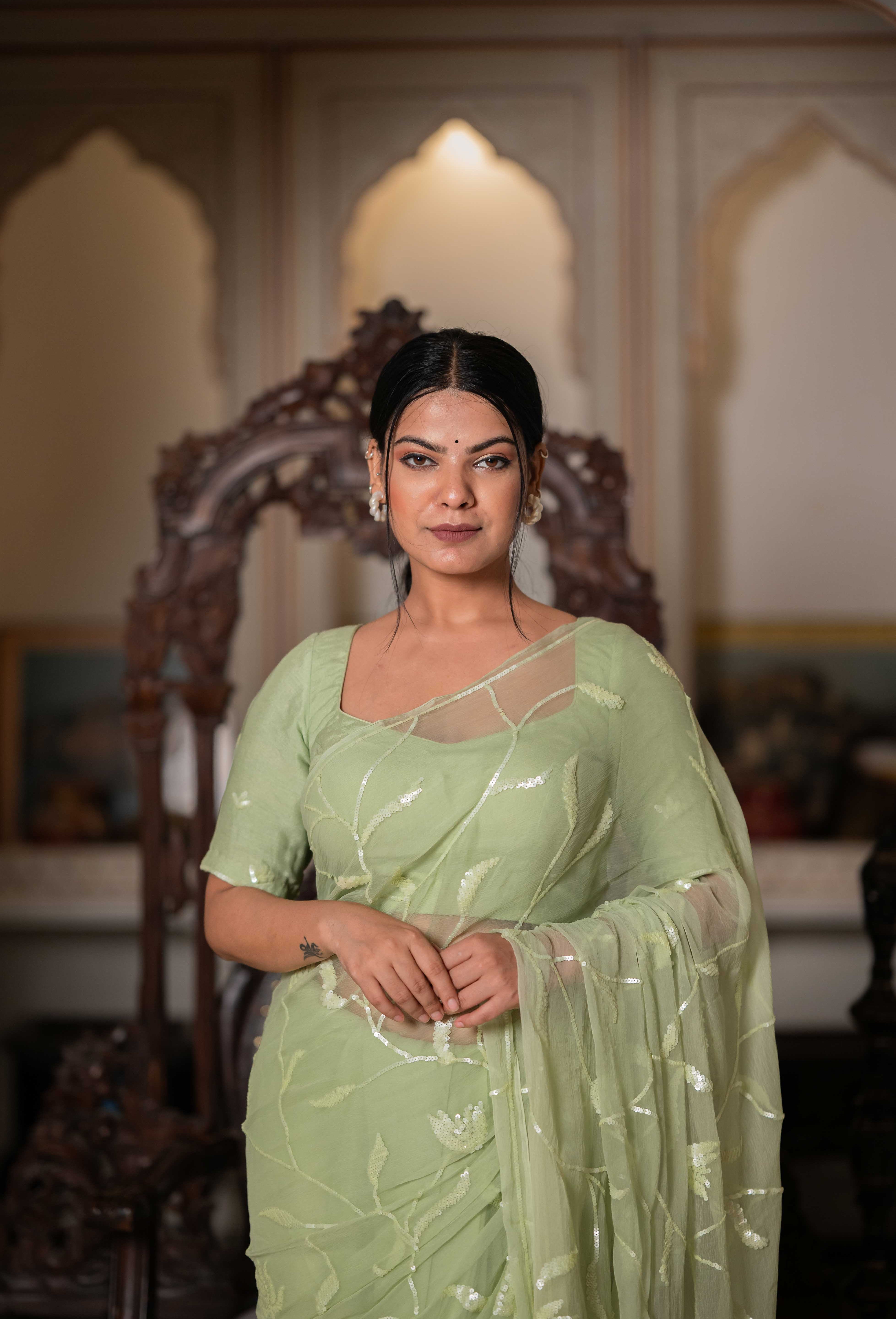 Ragini Mint Green Tari Saree