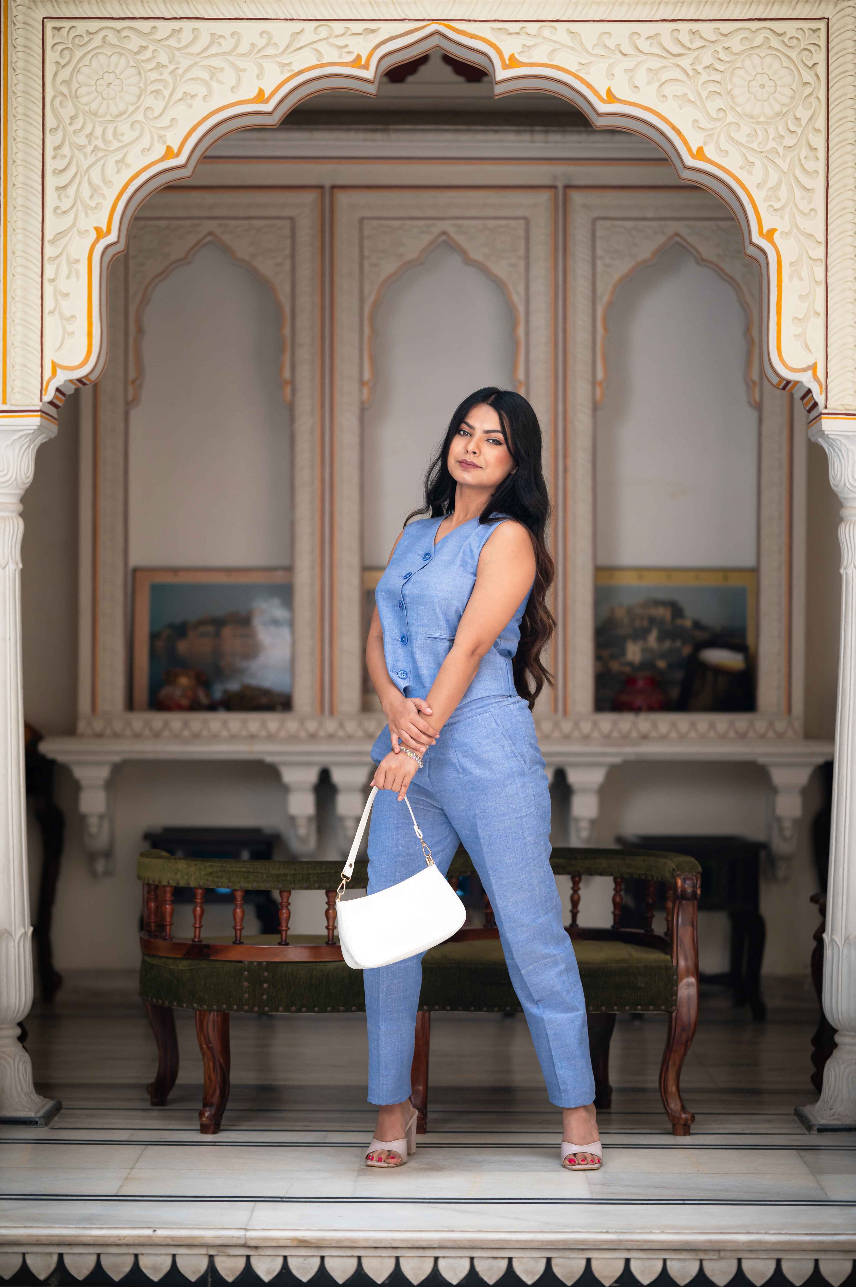 Amelia Blue Silk Cotton  Co-Ord Set