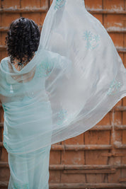 Aabha Blue Tari Buta Saree