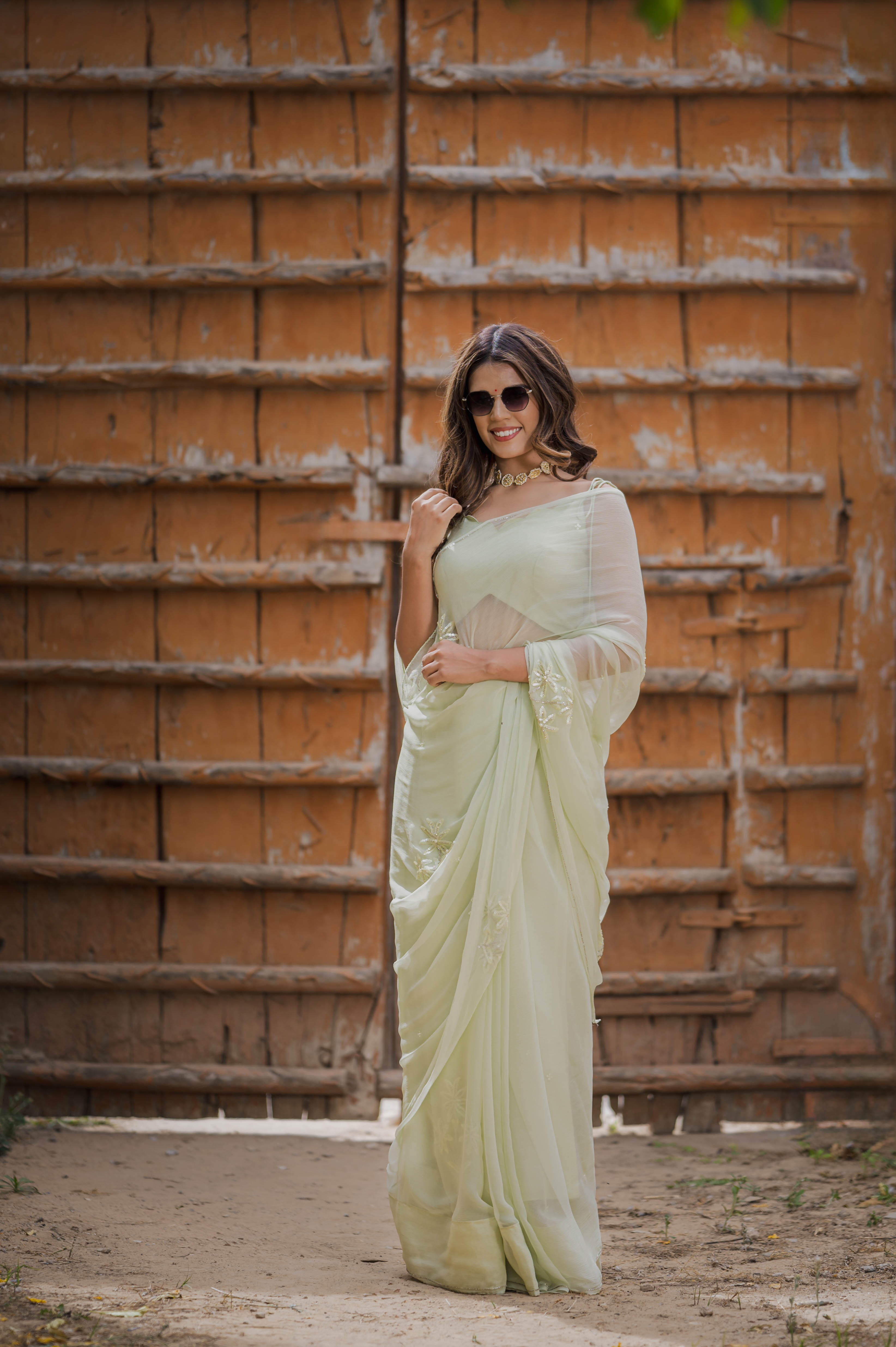 Hansini Green Tari Buta Saree