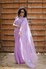 Gunja Purple Tari Jaal Saree