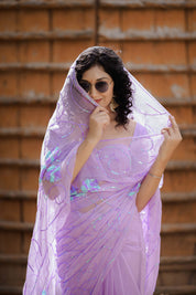 Gunja Purple Tari Jaal Saree