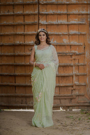 Radhika Green Tari Jaal Saree