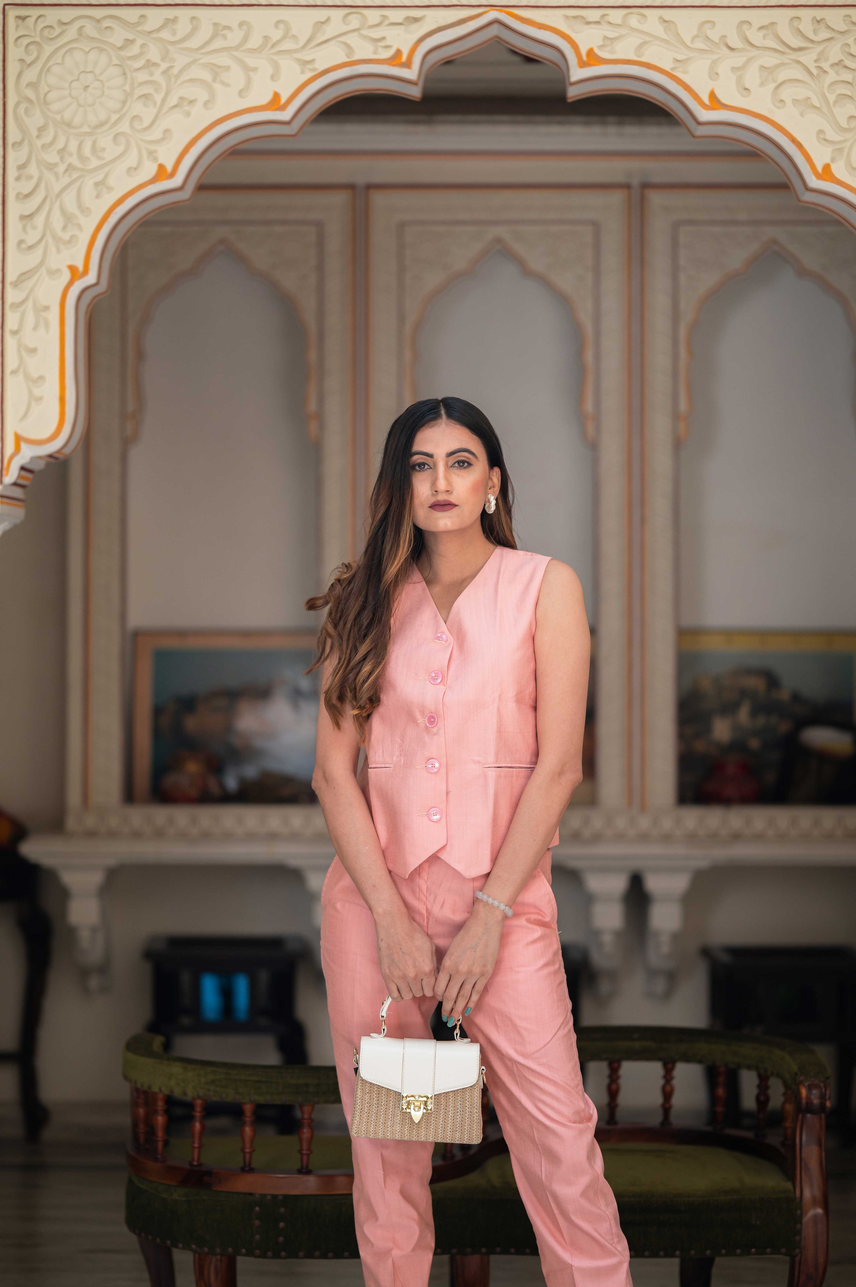 Abby Pink Silk Cotton Co-Ord Set