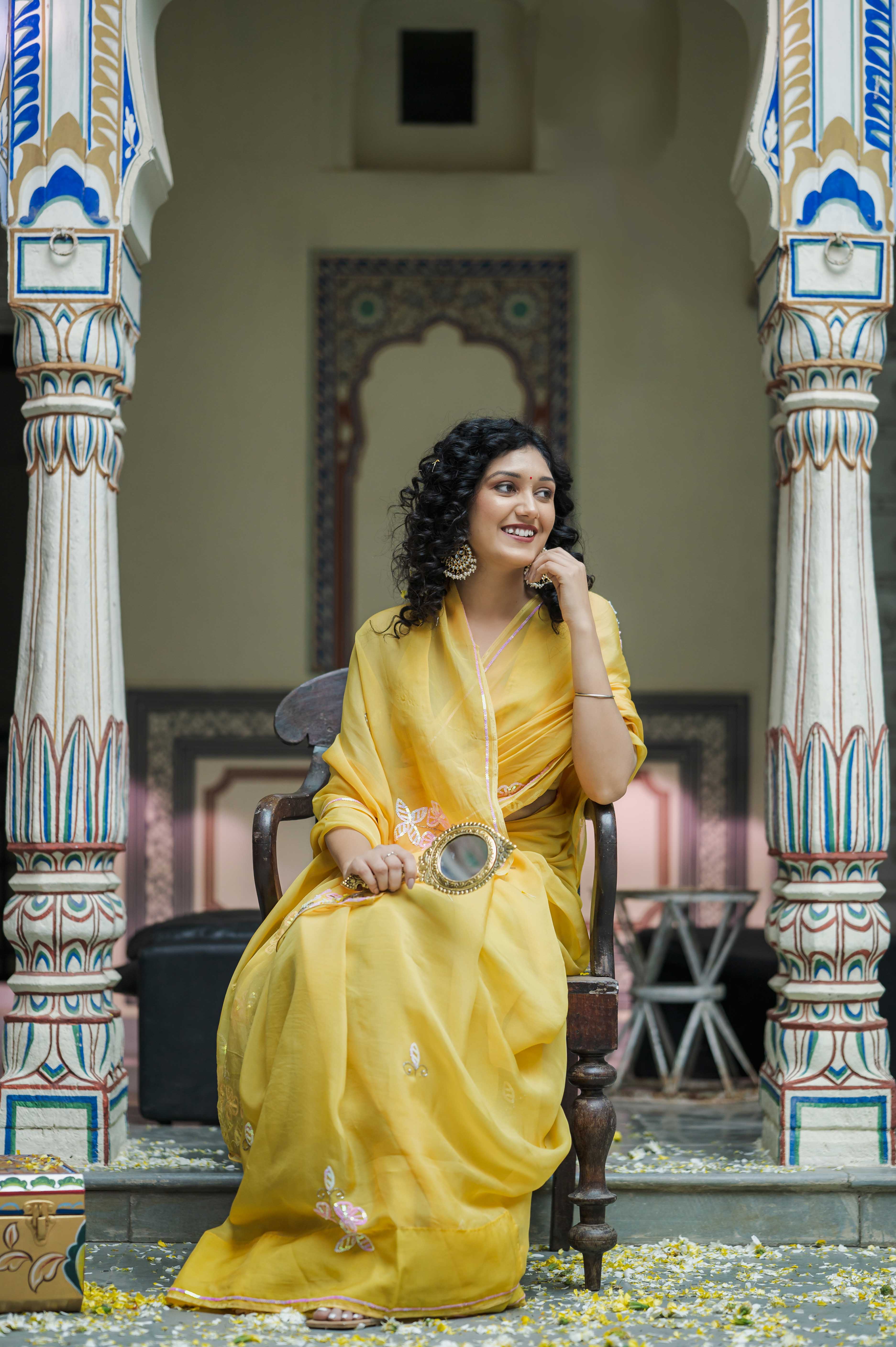 Charu Yellow Tari Saree