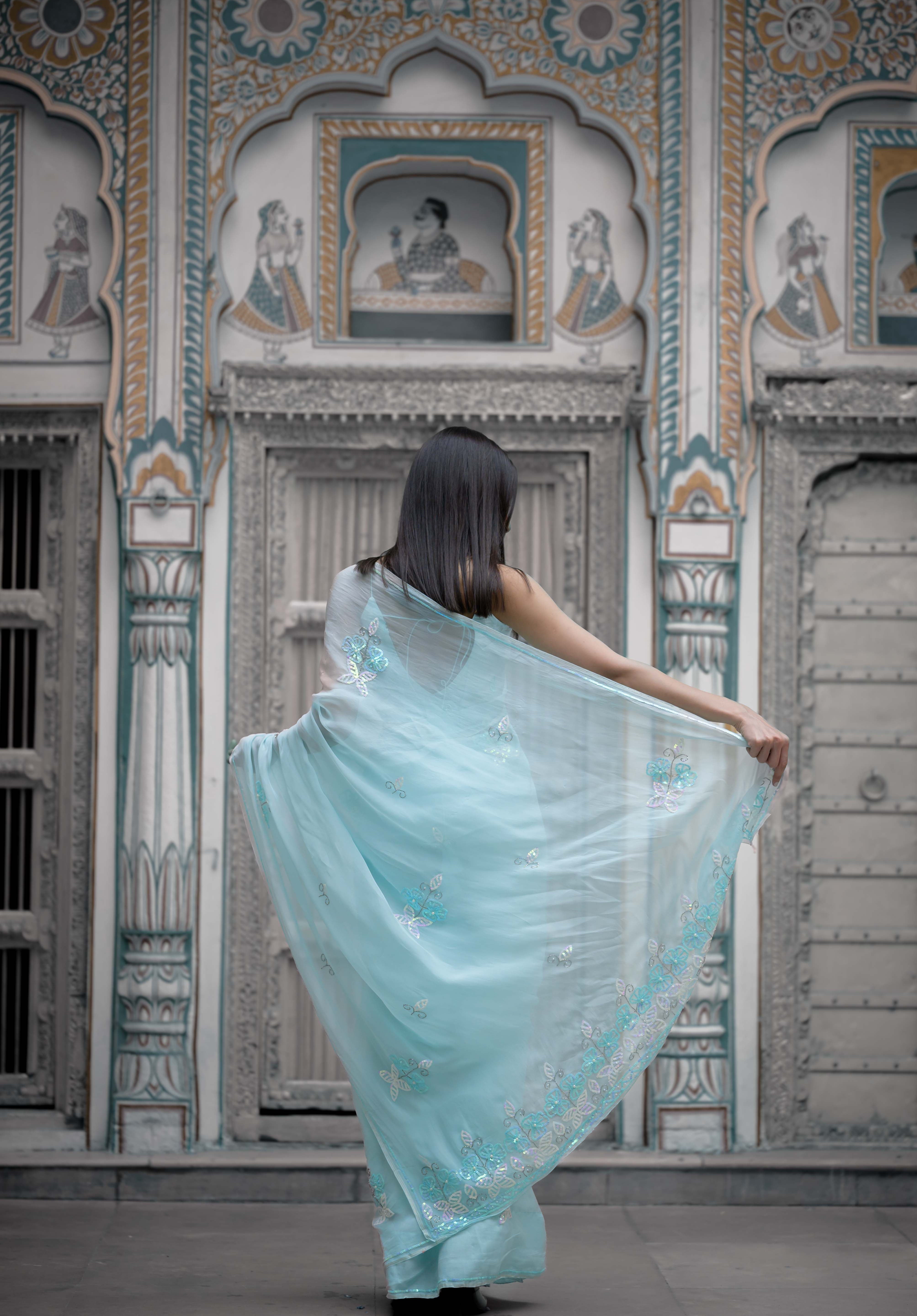 Adhira Blue Tari Saree