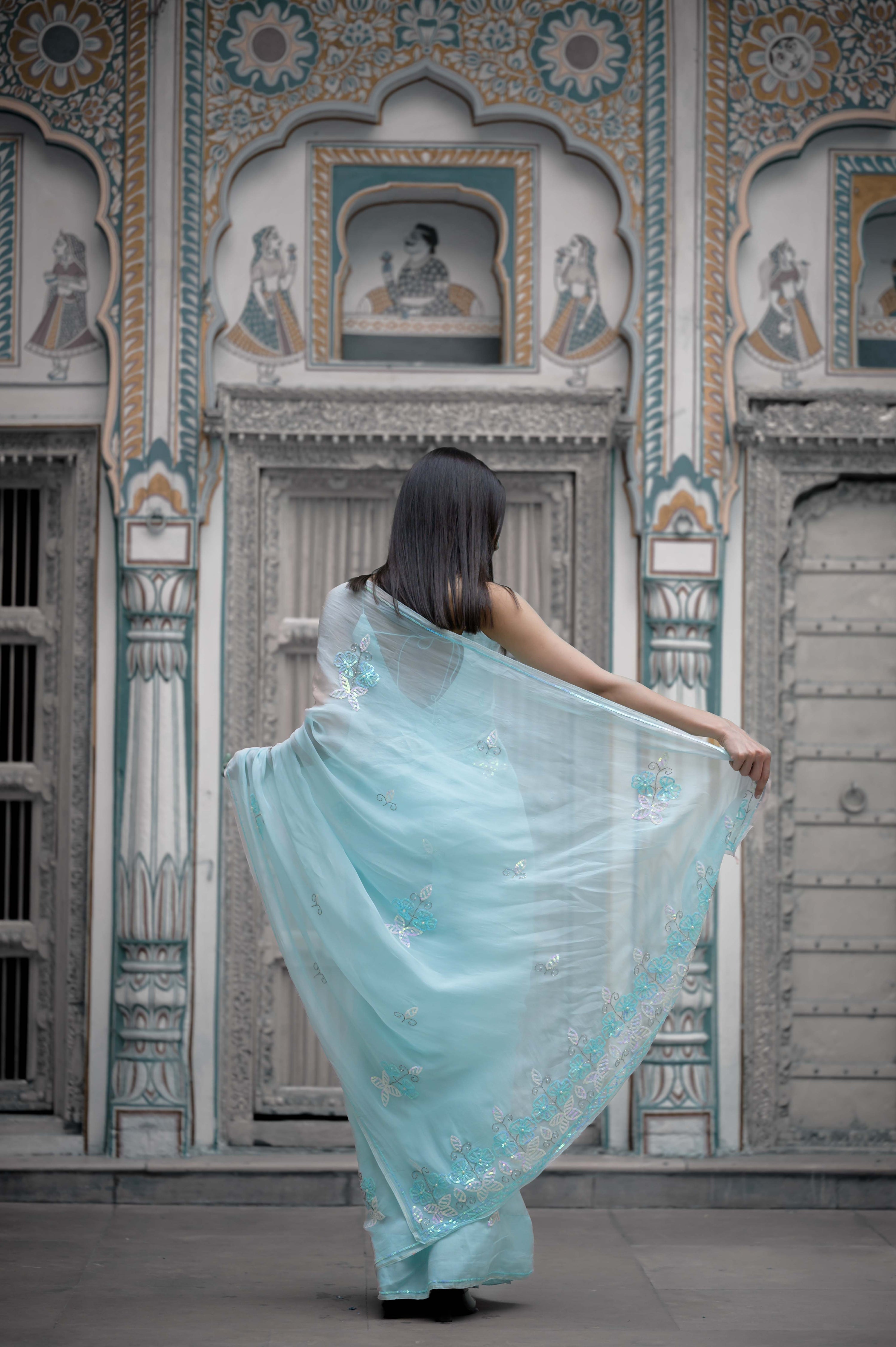 Adhira Blue Tari Saree