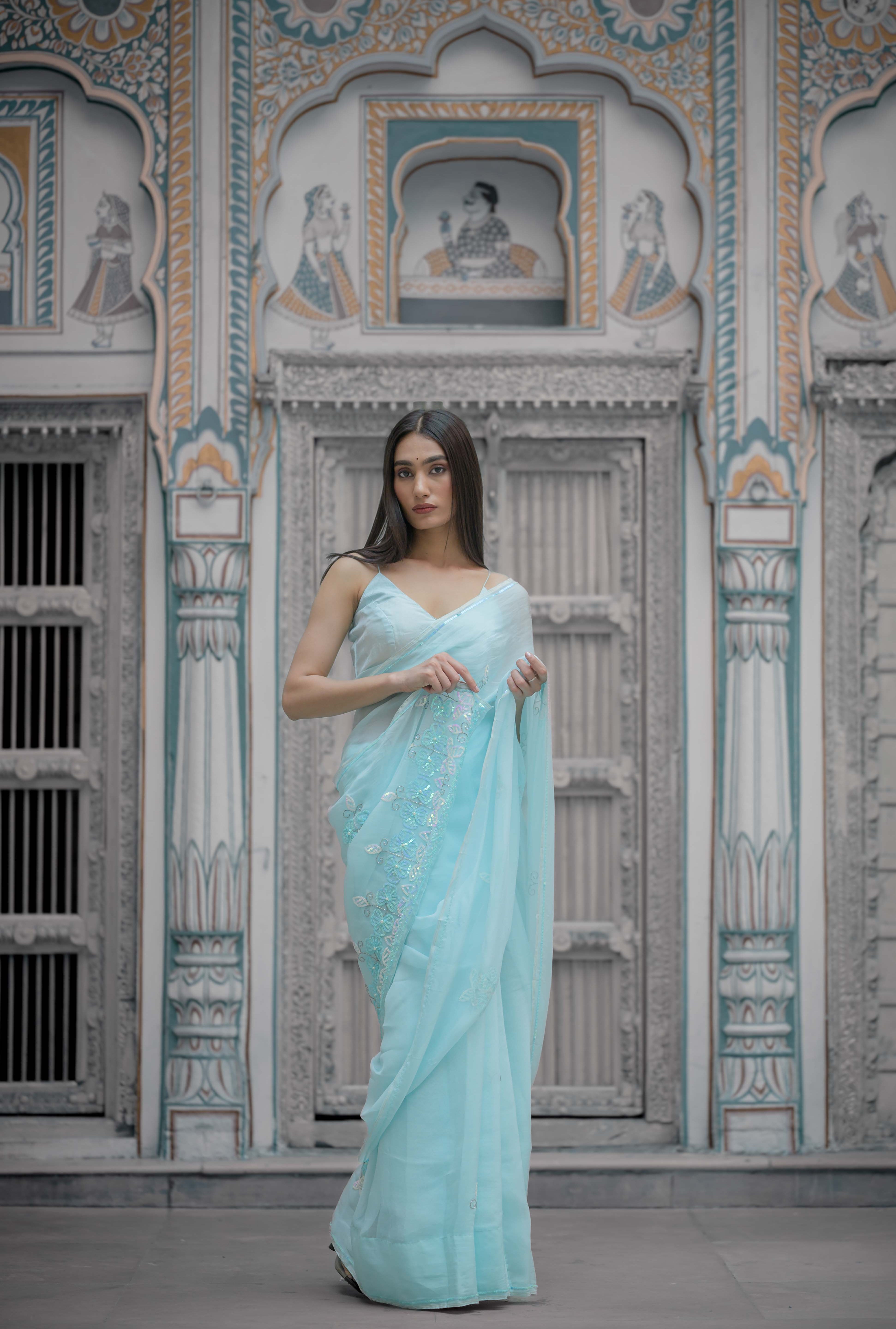 Adhira Blue Tari Saree