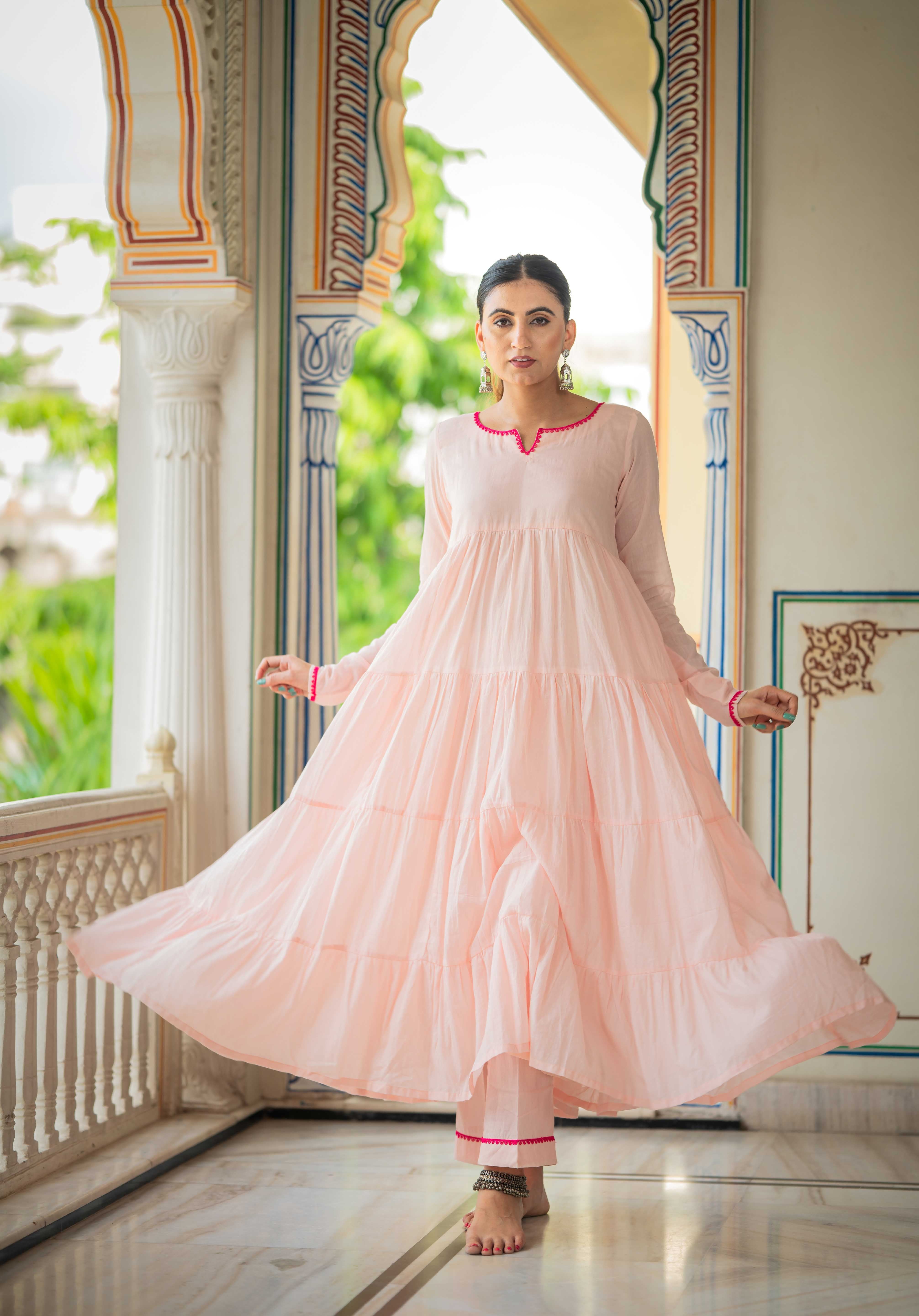 Rangreza Pink Tiered Suit Set