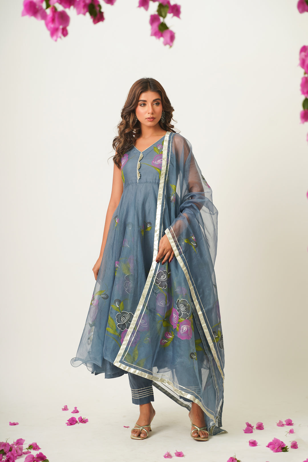 Arika Grey Handpainted Suit Set