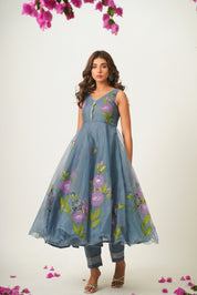 Arika Grey Handpainted Suit Set