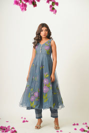 Arika Grey Handpainted Suit Set