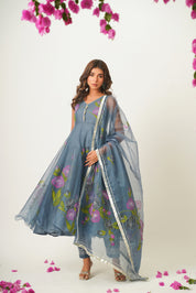 Arika Grey Handpainted Suit Set