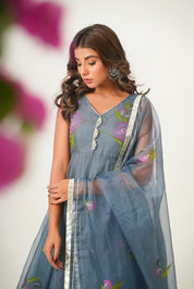 Arika Grey Handpainted Suit Set